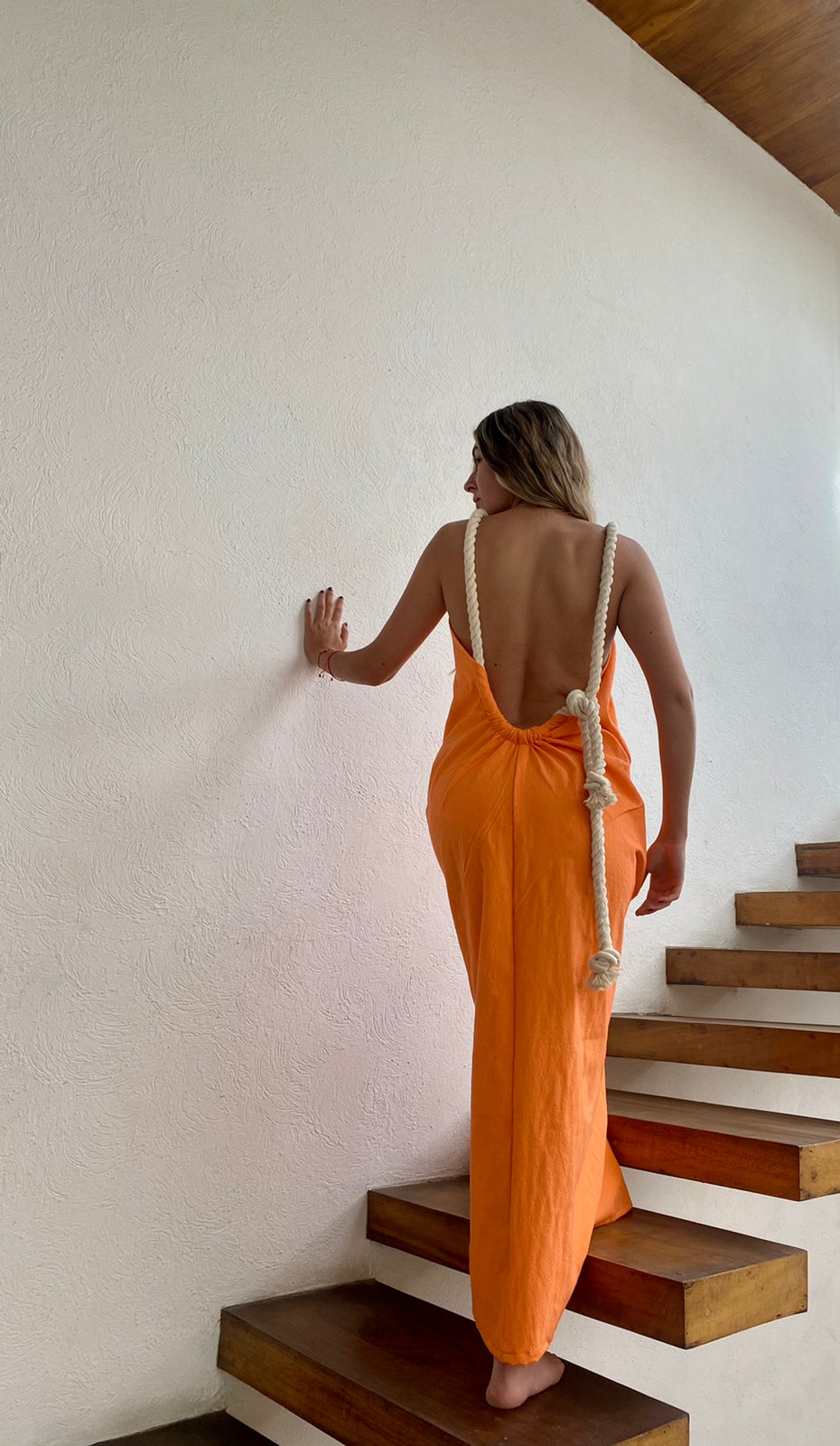 Handmade Backless Maxi Beach Dress ZOE, Organic Cotton