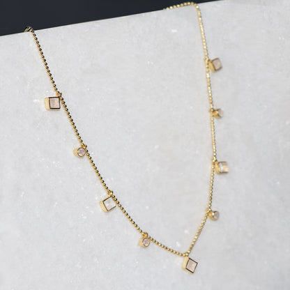Keepsake - Moonstone Cross Necklace in Gold