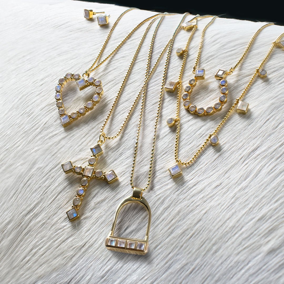 Keepsake - Moonstone Cross Necklace in Gold