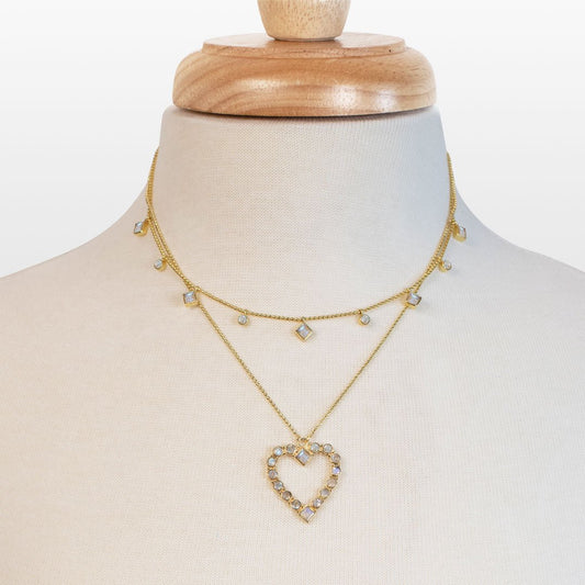 Keepsake - Moonstone Heart Necklace in Gold