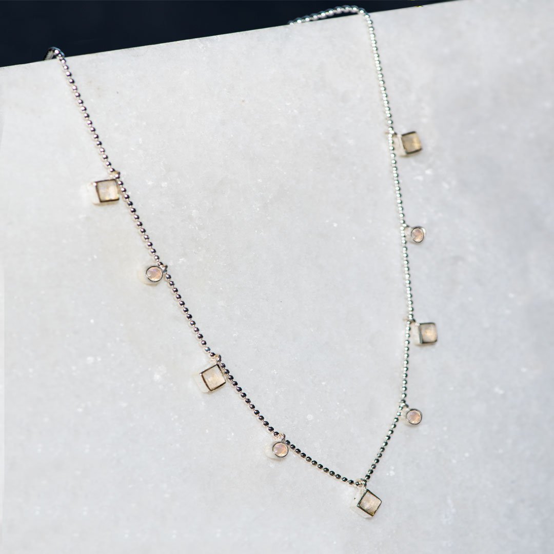 Keepsake - Moonstone Cross Necklace in Silver