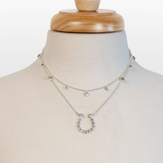 Keepsake - Moonstone Equestrian Horseshoe Necklace in Silver