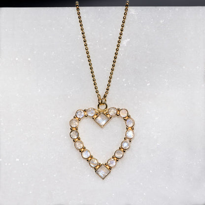Keepsake - Moonstone Heart Necklace in Gold