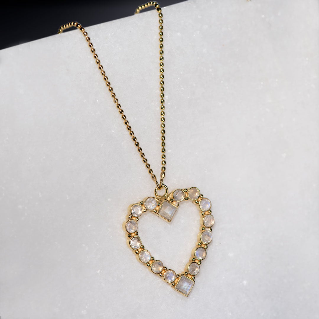 Keepsake - Moonstone Heart Necklace in Gold