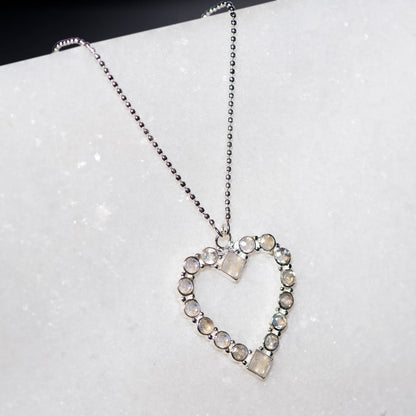 Keepsake - Moonstone Heart Necklace in Silver