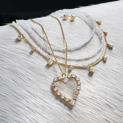 Keepsake - Moonstone Heart Necklace in Silver