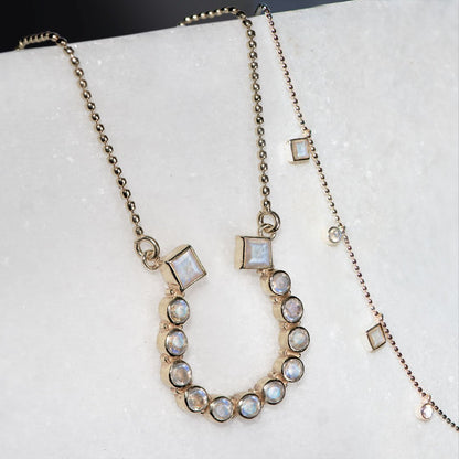 Keepsake - Moonstone Equestrian Horseshoe Necklace in Silver