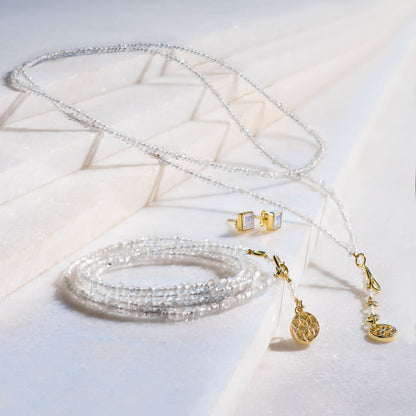 Keepsake - Moonstone Equestrian Riding Stirrup Necklace in Gold