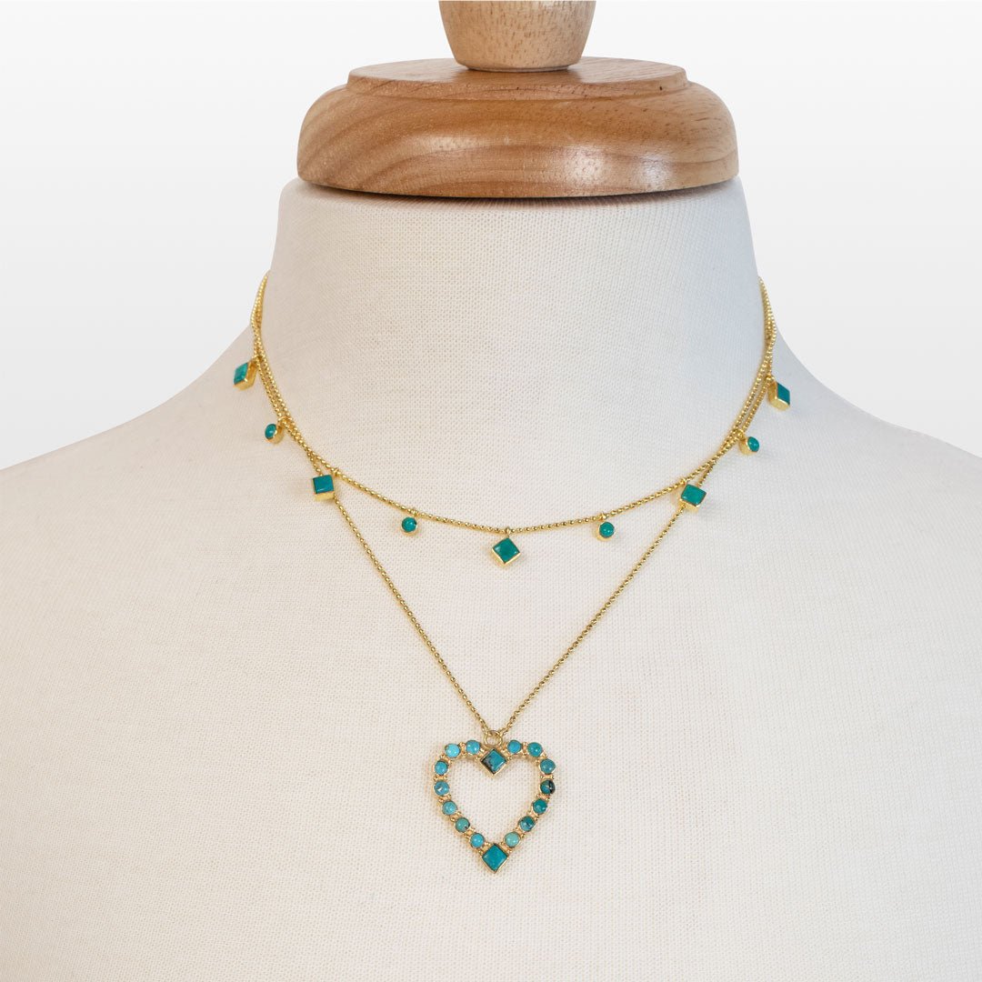 Keepsake - Turquoise Heart Necklace in Gold