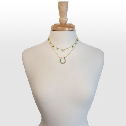 Keepsake - Turquoise Equestrian Horseshoe Necklace in Gold