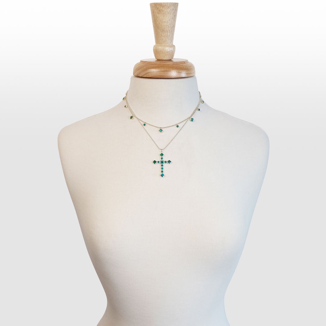 Keepsake - Turquoise Cross Necklace in Silver