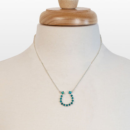 Keepsake - Turquoise Equestrian Horseshoe Necklace in Silver