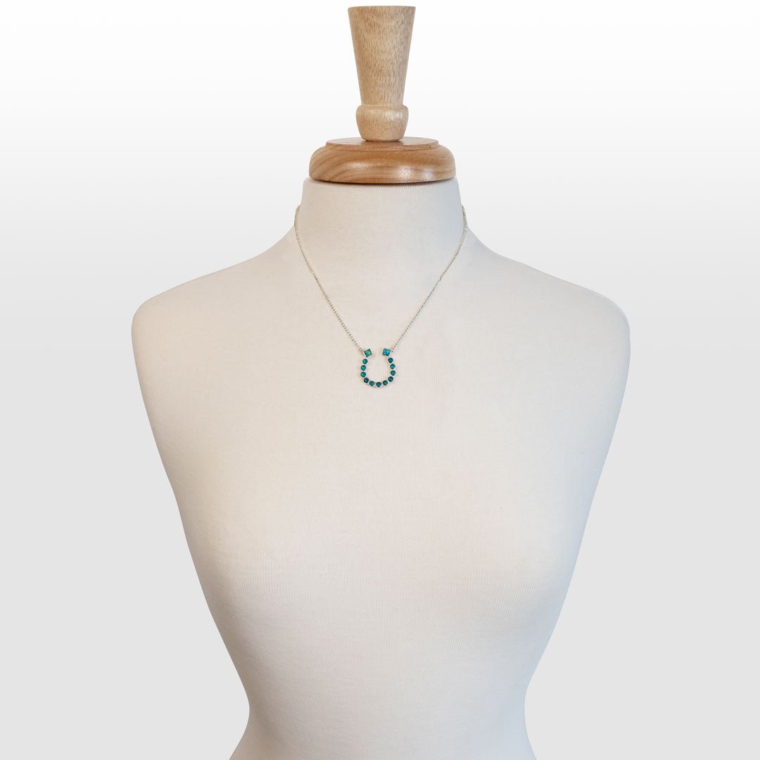 Keepsake - Turquoise Equestrian Horseshoe Necklace in Silver