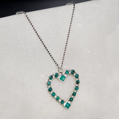Keepsake - Turquoise Heart Necklace in Silver