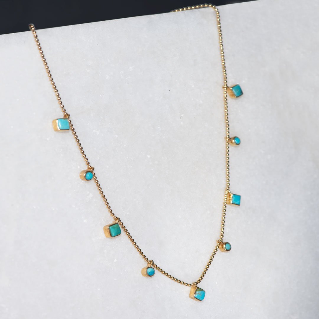 Keepsake - Turquoise Equestrian Horseshoe Necklace in Gold