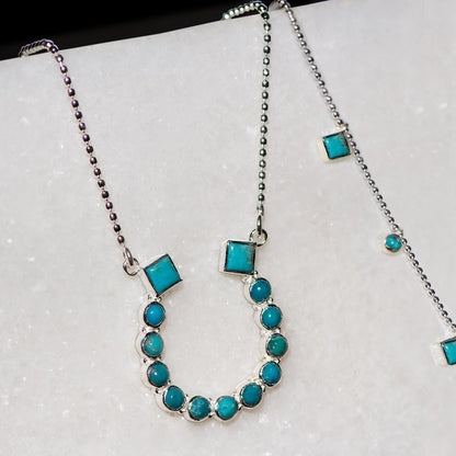 Keepsake - Turquoise Equestrian Horseshoe Necklace in Silver