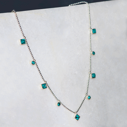Keepsake - Turquoise Equestrian Riding Stirrup Necklace in Silver