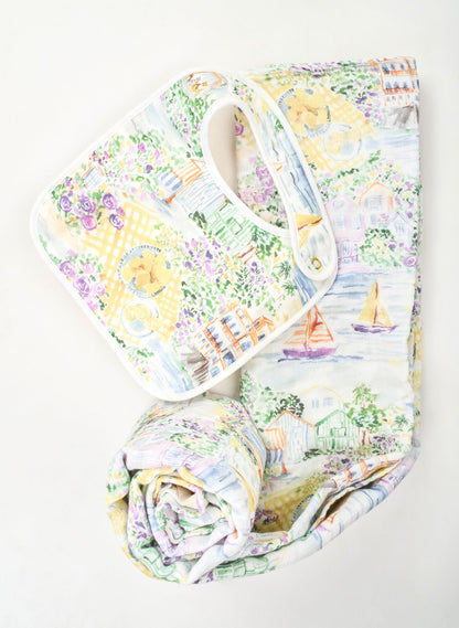 Baby Bib & Shawl Blanket Set - Limoncello