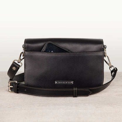 Lana - Horse Bit Crossbody Luxury Leather Bag in Black