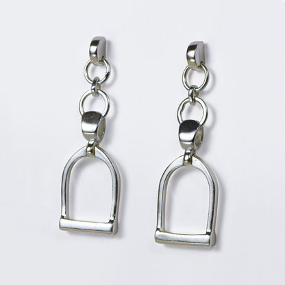 Langley - Equestrian Double Riding Stirrup Necklace in Silver