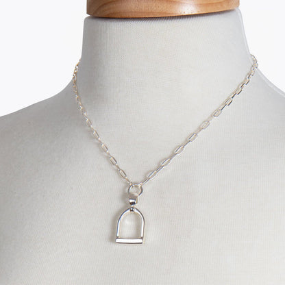 Langley - Equestrian Riding Stirrup Necklace in Silver