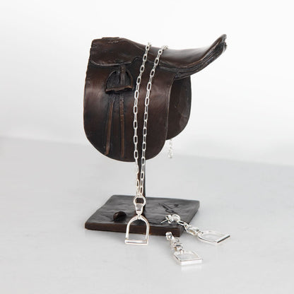 Langley - Equestrian Riding Stirrup Necklace in Silver