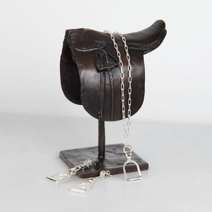 Langley - Equestrian Riding Stirrup Necklace in Silver