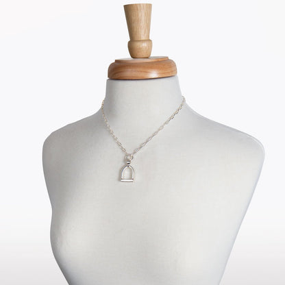 Langley - Equestrian Riding Stirrup Necklace in Silver