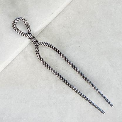 Lariat - Rope Twist Large Hair Pick in Silver