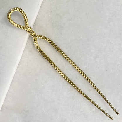 Lariat - Rope Twist Large Hair Pick in Gold