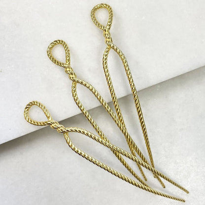 Lariat - Rope Twist Petite Hair Pick in Gold