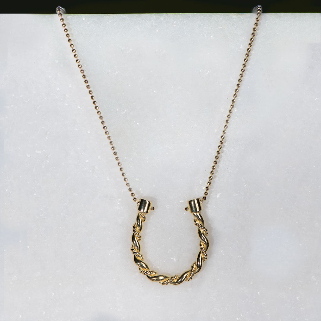 Lariat Horseshoe Necklace - Gold