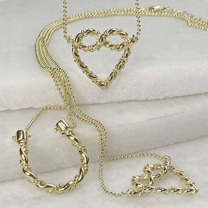 Lariat "Love Me Knot" - Twisted Rope Bracelet in Gold