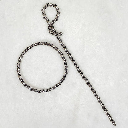 Lariat  - Triple Rope Twist Mane Tamer Hair Pin in Silver