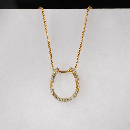 Levade -Moissanite Horseshoe Equestrian Necklace in Gold