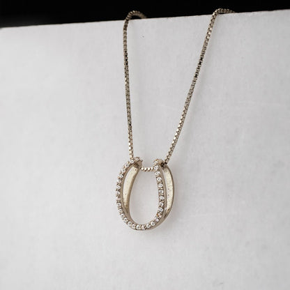 Levade -Moissanite Horseshoe Equestrian Necklace in Silver