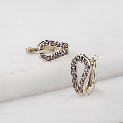 Levade -Violet Moissanite Horseshoe Equestrian Necklace in Silver