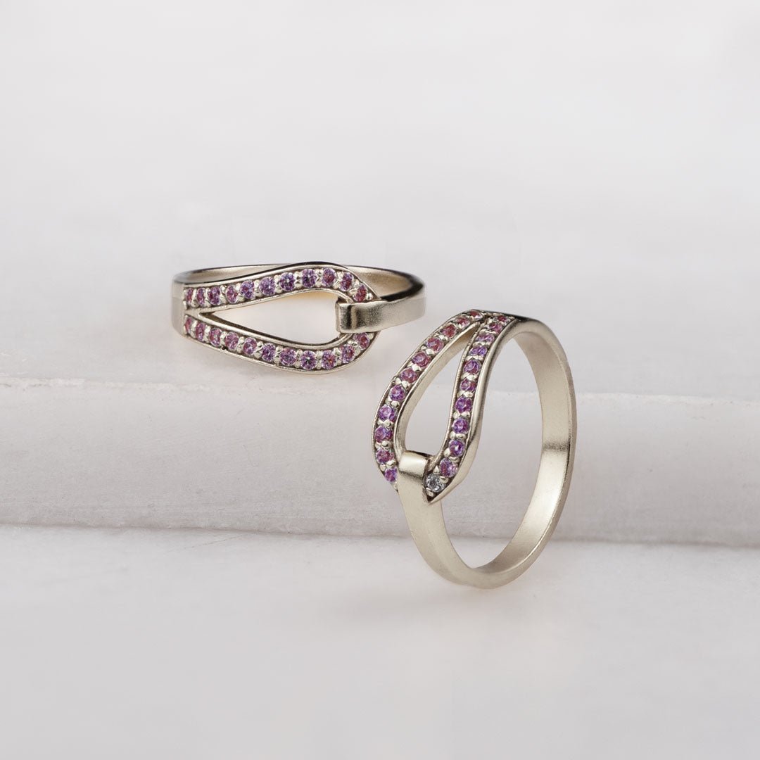 Levade -Violet Moissanite Horseshoe Equestrian Necklace in Silver