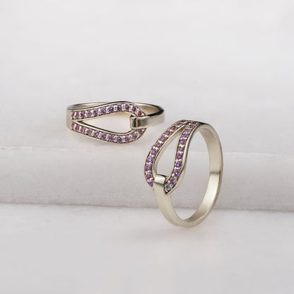 Levade -Violet Moissanite Horseshoe Equestrian Necklace in Silver