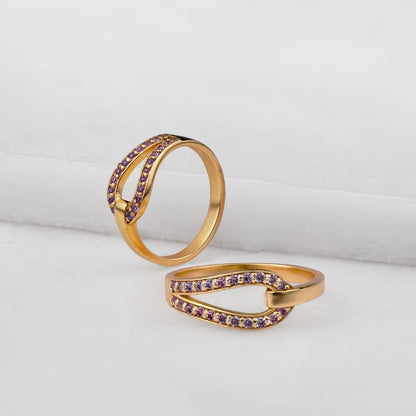 Levade - Moissanite Violet Stone 14K Gold vermeil Horseshoe Earring