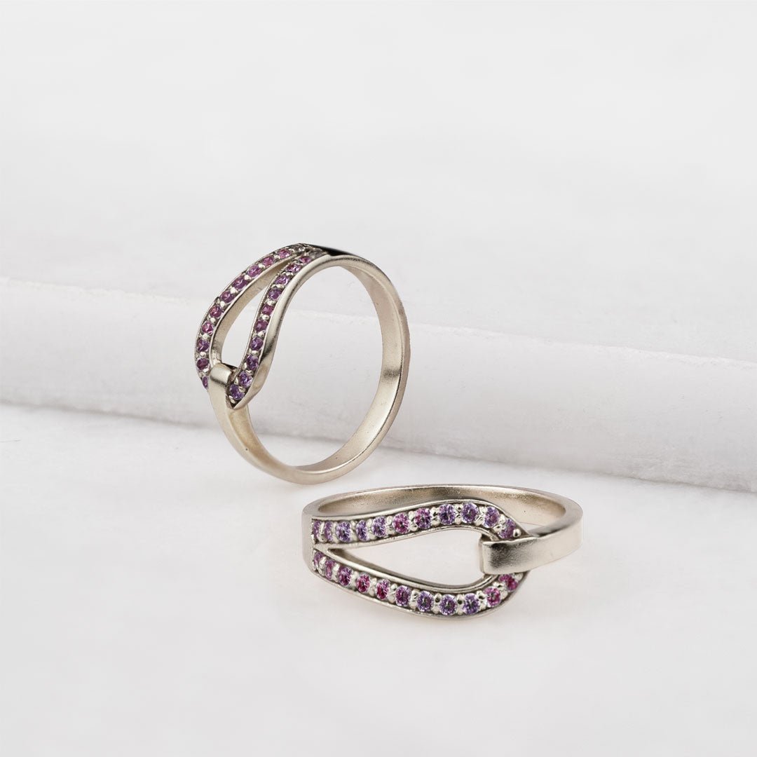 Levade - Moissanite Violet Stone Sterling Silver Horseshoe Earring