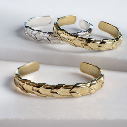 Lexington - Equestrian Laced Rein Wrist Cuff in Gold or Silver