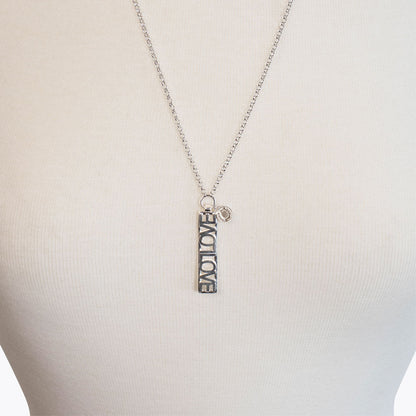 Love - Horseshoe Coin Dog Tag Necklace in Silver