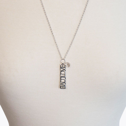 Love - Horseshoe Coin Dog Tag Necklace in Silver