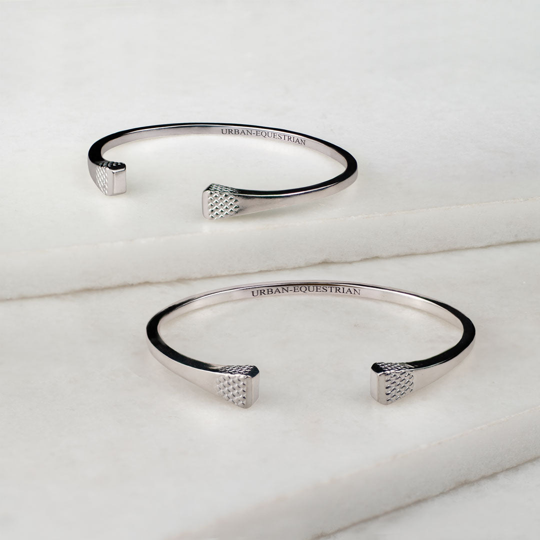Lucky Nail - Blacksmith Horseshoe Cuff Bracelet in Silver