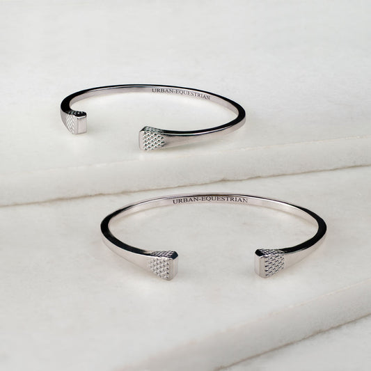 Lucky Nail - Blacksmith Horseshoe Cuff Bracelet in Silver