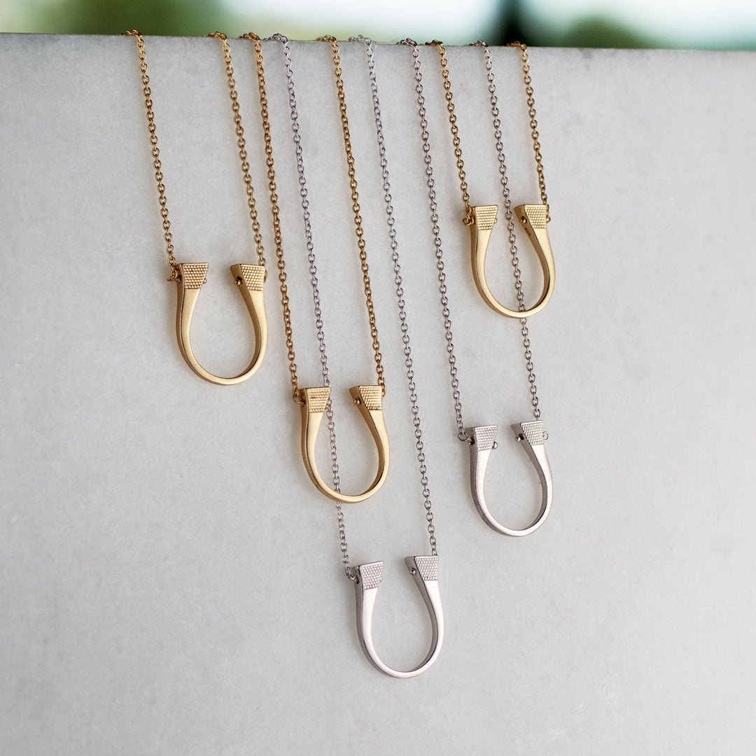 Lucky Nail - Horseshoe Nail Equestrian Necklace in Gold
