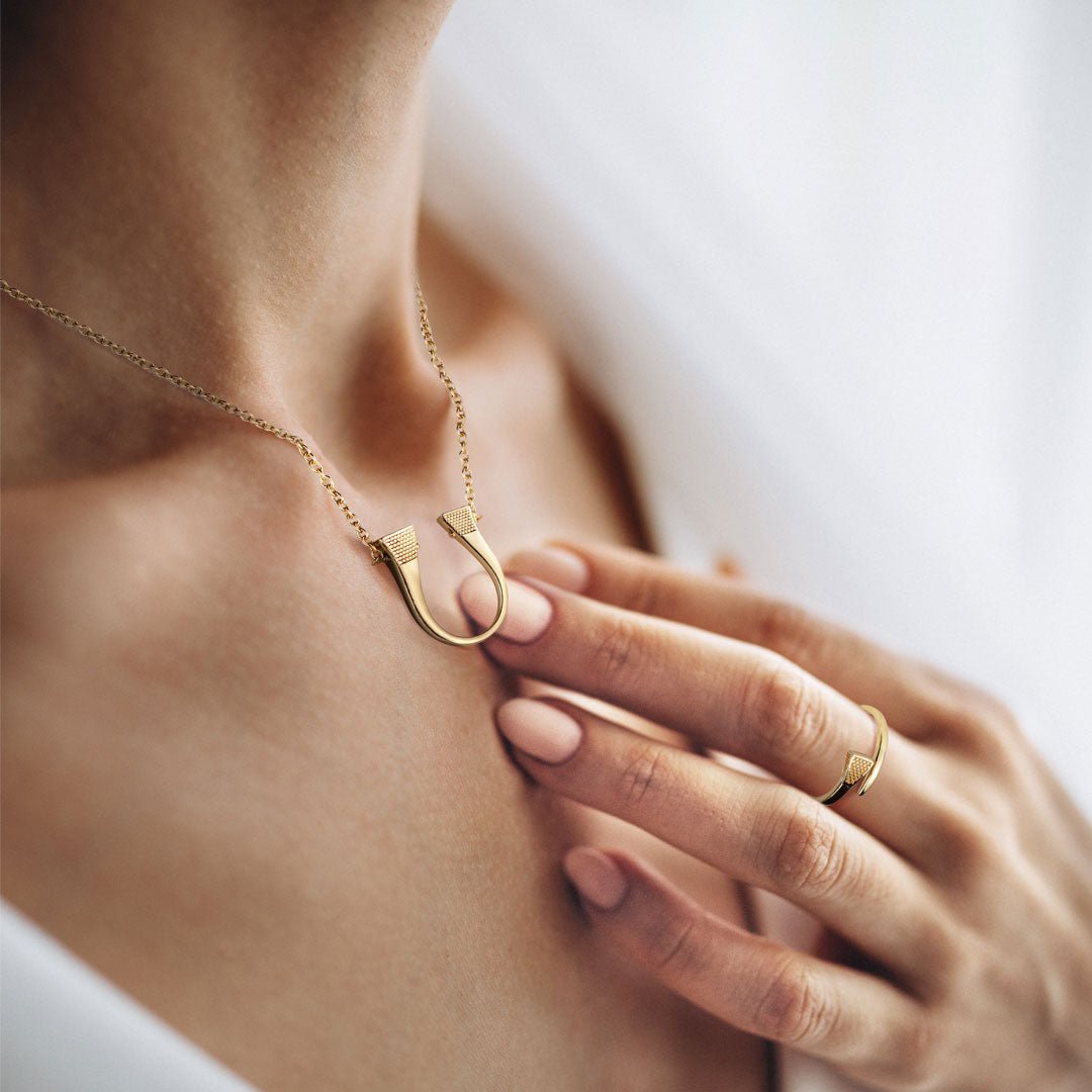 Lucky Nail - Horseshoe Nail Equestrian Necklace in Gold