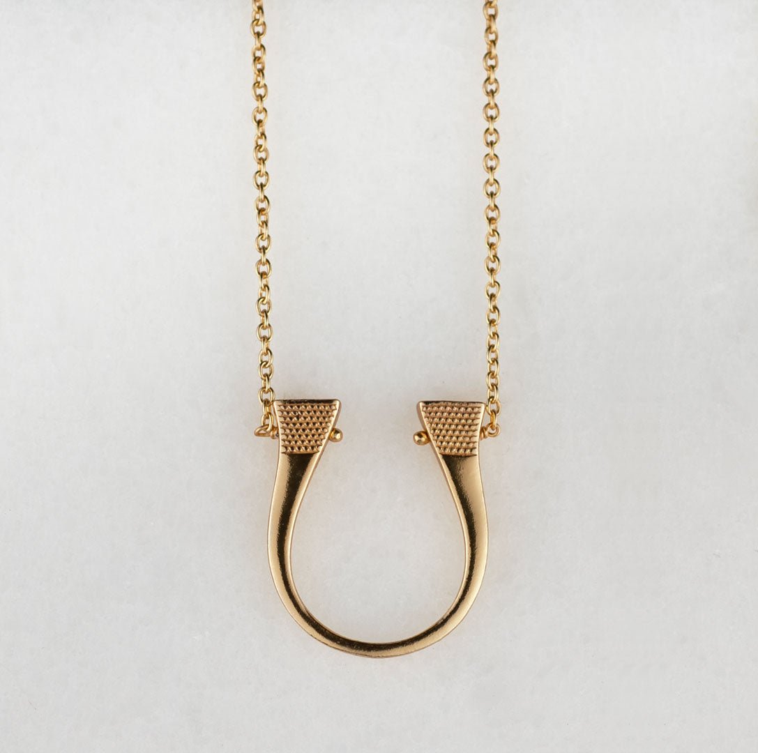 Lucky Nail - Horseshoe Nail Equestrian Necklace in Gold