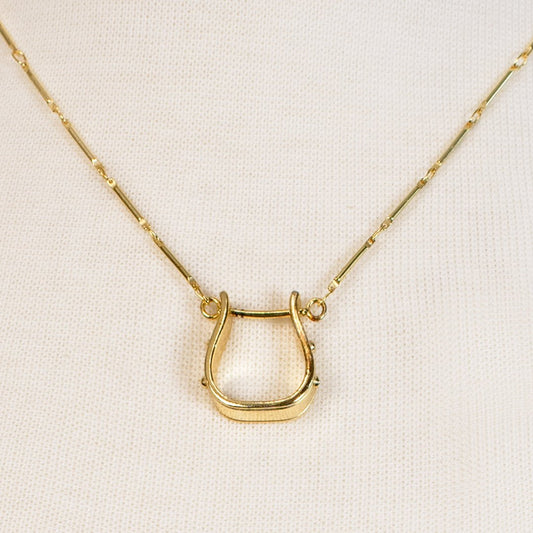 Mesa - Western Horse Stirrup Necklace in Gold